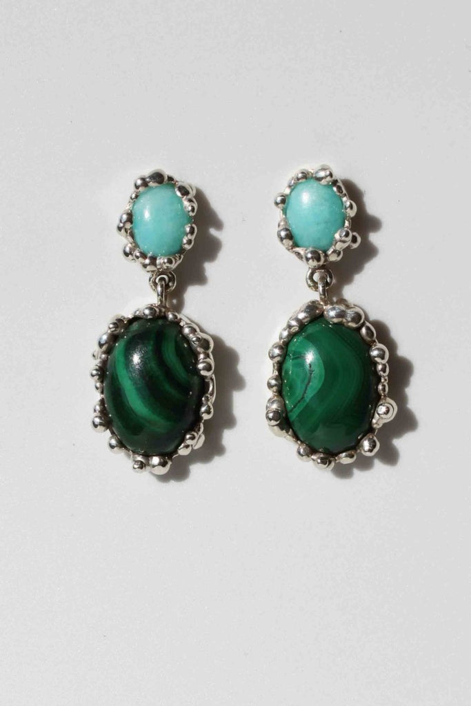 House of Hudson Amazonite and Malachite Two Stone Earrings - Victoire BoutiqueHouse of HudsonEarrings Ottawa Boutique Shopping Clothing