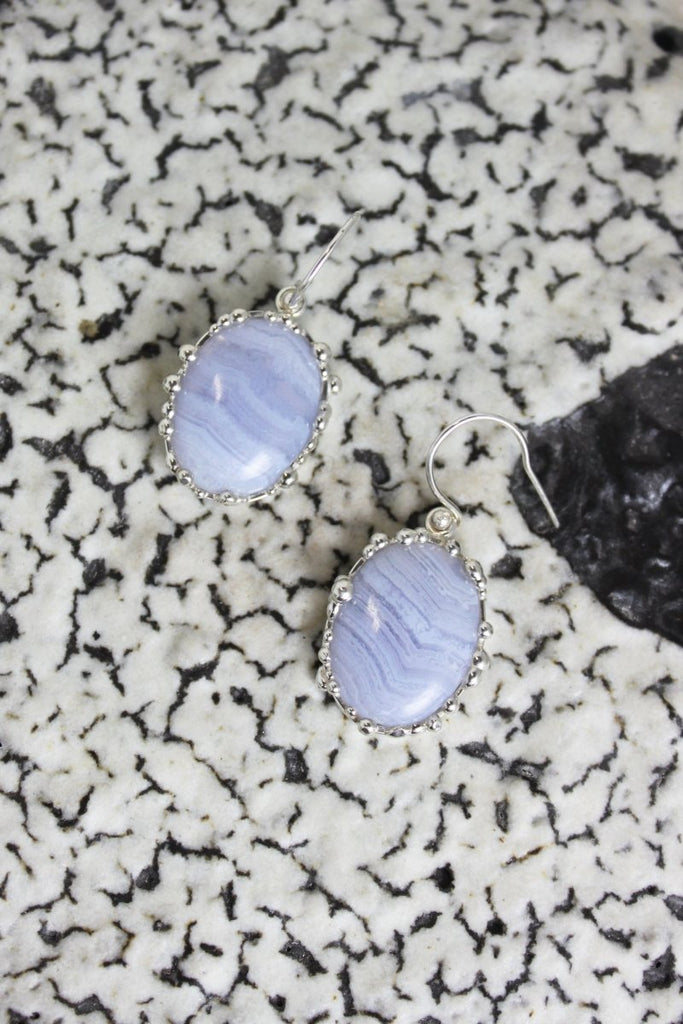 House of Hudson Blobby Blue Agate Hooks - Victoire BoutiqueHouse of HudsonEarrings Ottawa Boutique Shopping Clothing