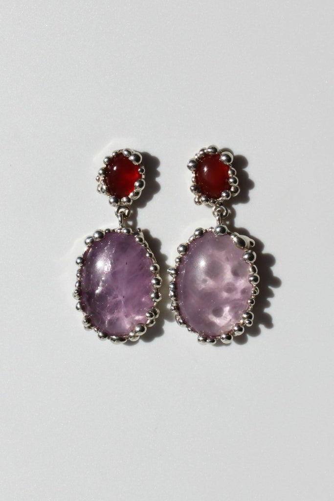 House of Hudson Carnelian and Amethyst Two Stone Earrings - Victoire BoutiqueHouse of HudsonEarrings Ottawa Boutique Shopping Clothing