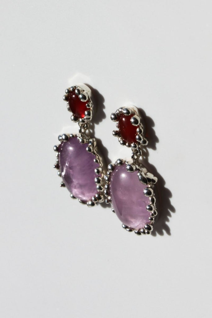 House of Hudson Carnelian and Amethyst Two Stone Earrings - Victoire BoutiqueHouse of HudsonEarrings Ottawa Boutique Shopping Clothing