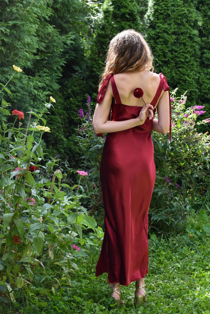 Jacoba Jane Ulyana Silk Satin Midi Dress (Red) - Victoire BoutiqueJacoba JaneDresses Ottawa Boutique Shopping Clothing