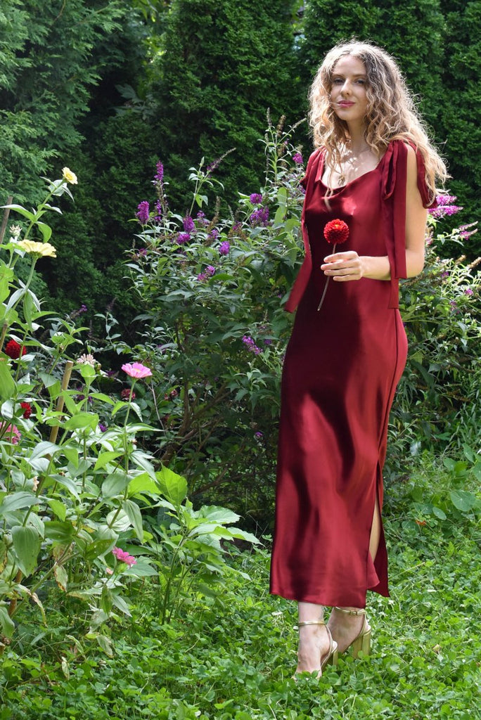 Jacoba Jane Ulyana Silk Satin Midi Dress (Red) - Victoire BoutiqueJacoba JaneDresses Ottawa Boutique Shopping Clothing