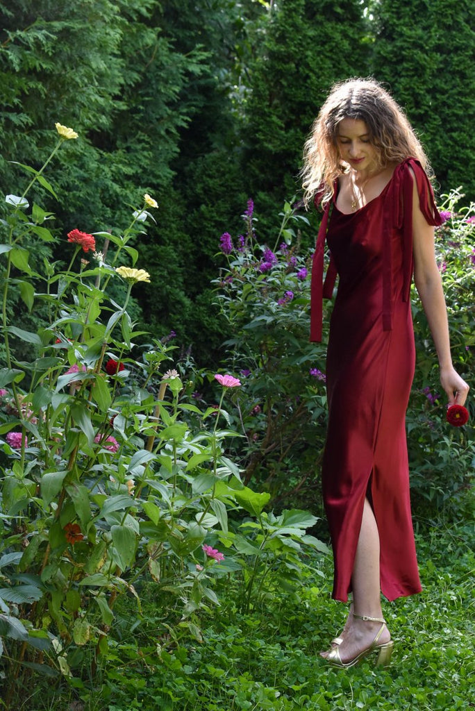 Jacoba Jane Ulyana Silk Satin Midi Dress (Red) - Victoire BoutiqueJacoba JaneDresses Ottawa Boutique Shopping Clothing