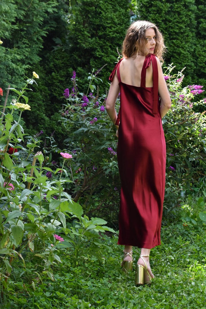 Jacoba Jane Ulyana Silk Satin Midi Dress (Red) - Victoire BoutiqueJacoba JaneDresses Ottawa Boutique Shopping Clothing