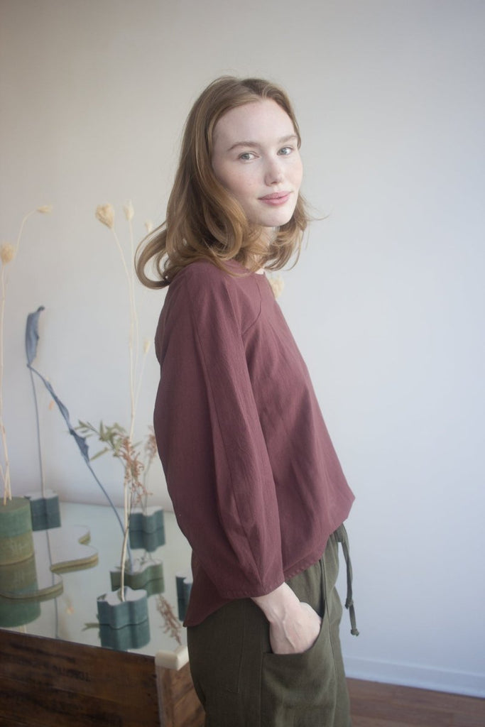 Jennifer Glasgow La Sirène Blouse (Brown) - Victoire BoutiqueJennifer GlasgowShirts & Tops Ottawa Boutique Shopping Clothing