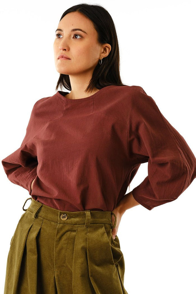 Jennifer Glasgow La Sirène Blouse (Brown) - Victoire BoutiqueJennifer GlasgowShirts & Tops Ottawa Boutique Shopping Clothing