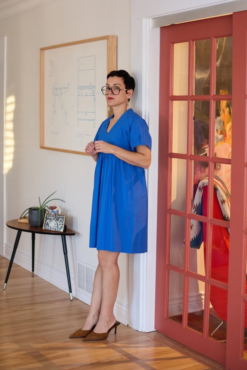 ziva blue dress Ziva | Pleated Sheer Sleeves Maxi Dress
