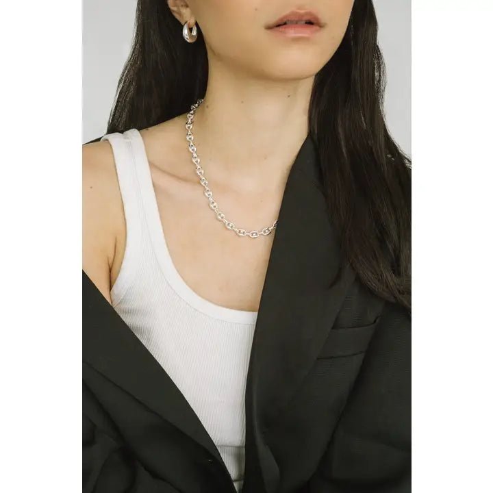 Kara Yoo Gemma Wide Necklace (Silver) - Victoire BoutiqueKara YooNecklace Ottawa Boutique Shopping Clothing