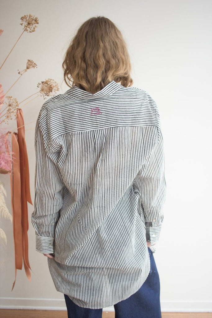 Kate Austin Designs Katherine Shirt Dress (Black and White Stripe) - Victoire BoutiqueKate Austin DesignsTops Ottawa Boutique Shopping Clothing