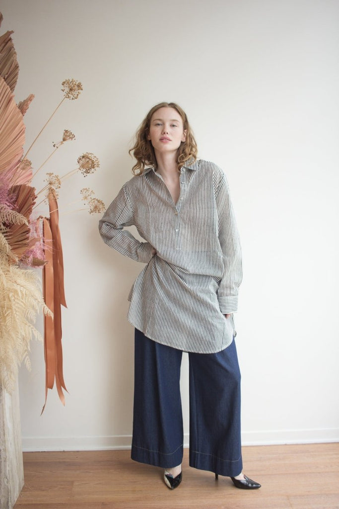 Kate Austin Designs Katherine Shirt Dress (Black and White Stripe) - Victoire BoutiqueKate Austin DesignsTops Ottawa Boutique Shopping Clothing