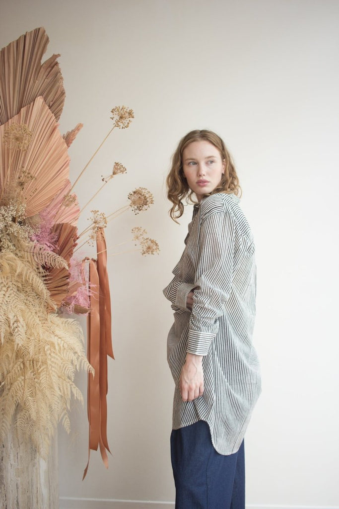 Kate Austin Designs Katherine Shirt Dress (Black and White Stripe) - Victoire BoutiqueKate Austin DesignsTops Ottawa Boutique Shopping Clothing