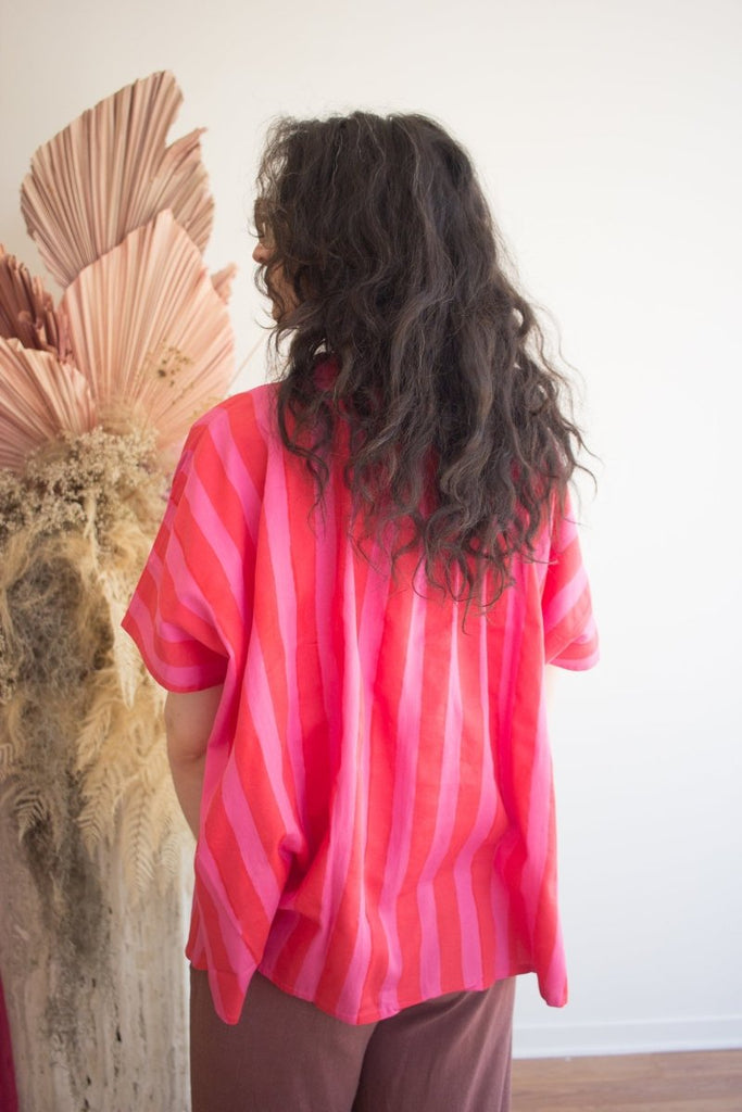 Kate Austin Designs Marina Top (Pink/Red Cabana Stripe) - Victoire BoutiqueKate Austin DesignsTops Ottawa Boutique Shopping Clothing