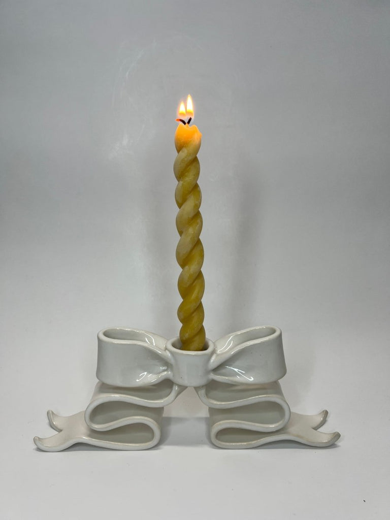 Kiki Bridges Bow Candlestick Holder (Glossy White) - Victoire BoutiqueKiki BridgesHome Ottawa Boutique Shopping Clothing