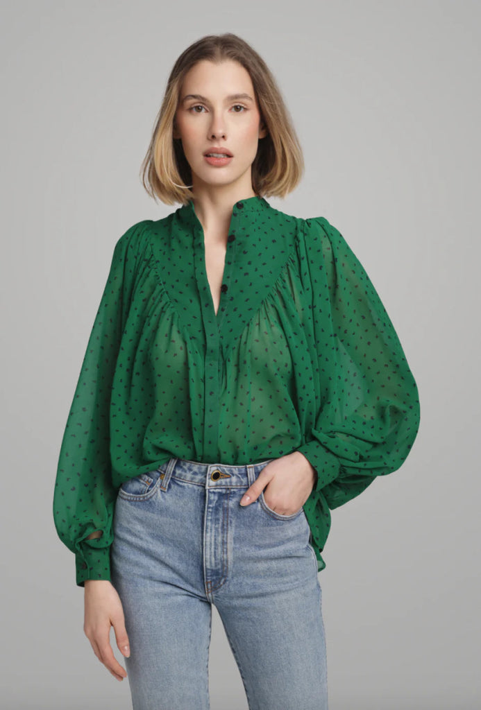 Lele de Baltzac Edith Blouse (Green) - Victoire BoutiqueLele de BaltzacTops Ottawa Boutique Shopping Clothing