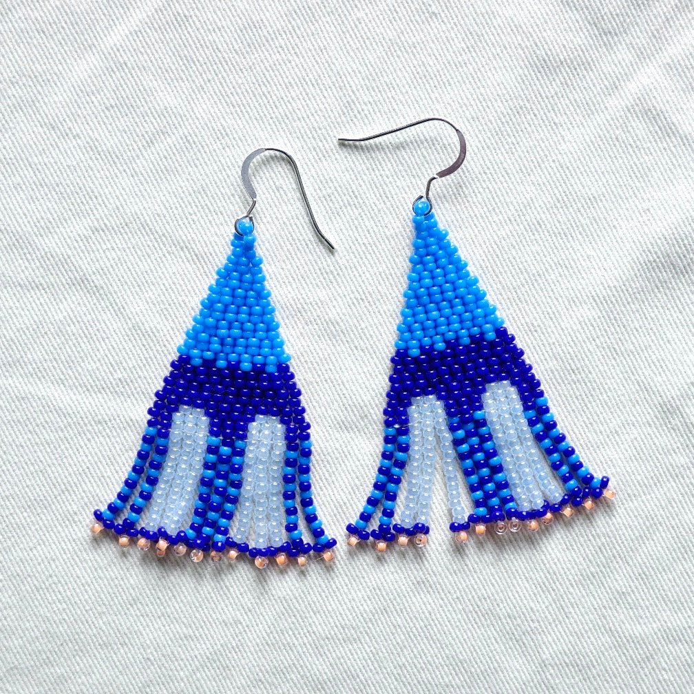 Leona Pane Monochrome Fringe Earrings (Blue) - Victoire BoutiqueLeonaEarrings Ottawa Boutique Shopping Clothing