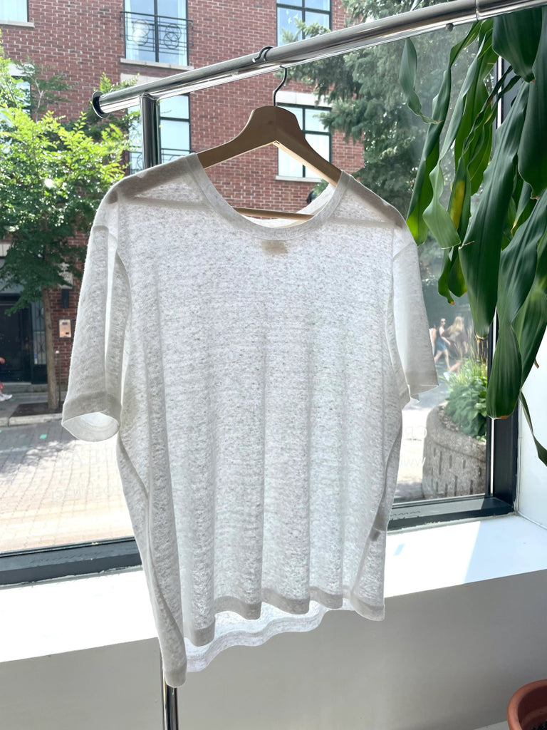 Lepidoptere Agathe Linen T - Shirt (White) - Victoire BoutiqueLepidoptereTops Ottawa Boutique Shopping Clothing