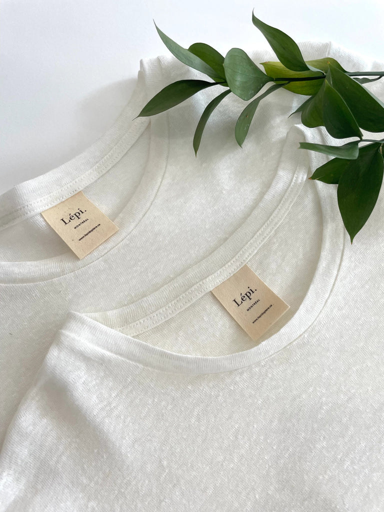 Lepidoptere Agathe Linen T - Shirt (White) - Victoire BoutiqueLepidoptereTops Ottawa Boutique Shopping Clothing