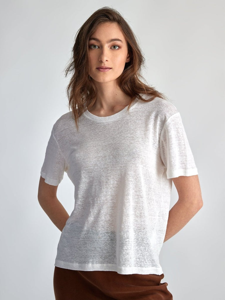 Lepidoptere Agathe Linen T - Shirt (White) - Victoire BoutiqueLepidoptereTops Ottawa Boutique Shopping Clothing