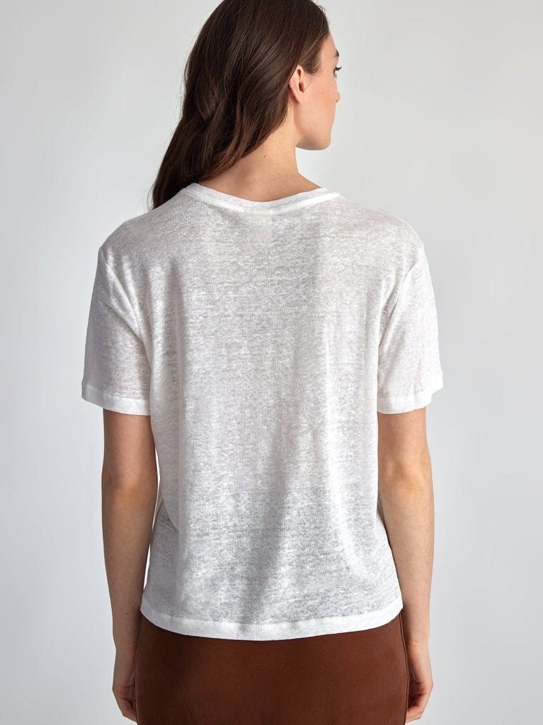 Lepidoptere Agathe Linen T - Shirt (White) - Victoire BoutiqueLepidoptereTops Ottawa Boutique Shopping Clothing