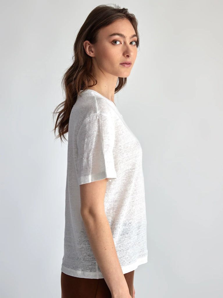 Lepidoptere Agathe Linen T - Shirt (White) - Victoire BoutiqueLepidoptereTops Ottawa Boutique Shopping Clothing