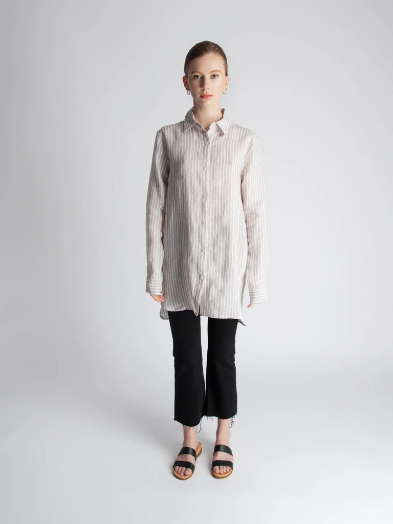 Lepidoptere Anouk Shirt (Beige Stripe) - Victoire BoutiqueLepidoptereTops Ottawa Boutique Shopping Clothing