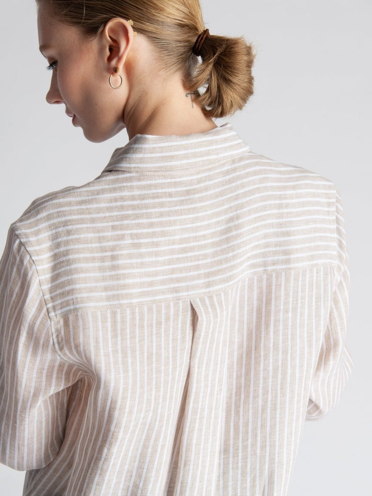 Lepidoptere Anouk Shirt (Beige Stripe) - Victoire BoutiqueLepidoptereTops Ottawa Boutique Shopping Clothing