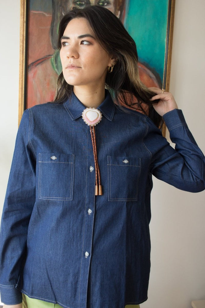 Lepidoptere Denise Shirt (Dark Denim) - Victoire BoutiqueLepidoptereTops Ottawa Boutique Shopping Clothing