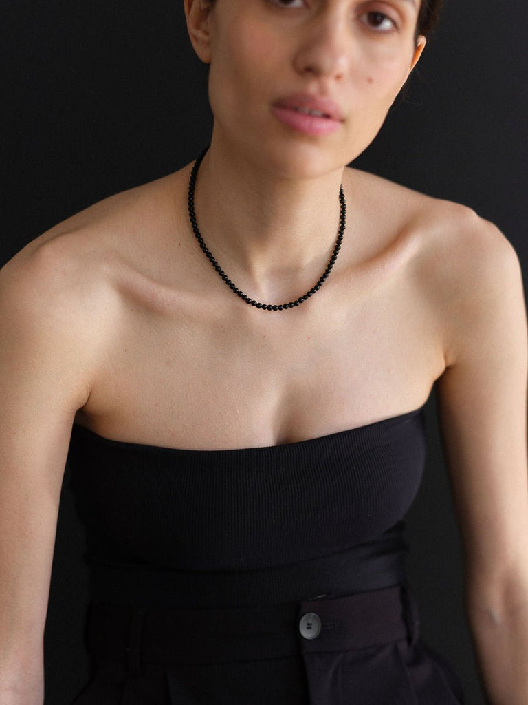 Lisbeth Petite Boule Necklace (Black Tourmaline) - Victoire BoutiqueLisbeth JewelryNecklaces Ottawa Boutique Shopping Clothing