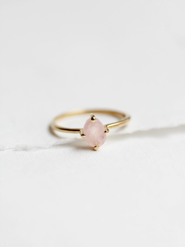 Little Gold Ava Ring (Rose Quartz) - Victoire BoutiqueLittle GoldRings Ottawa Boutique Shopping Clothing