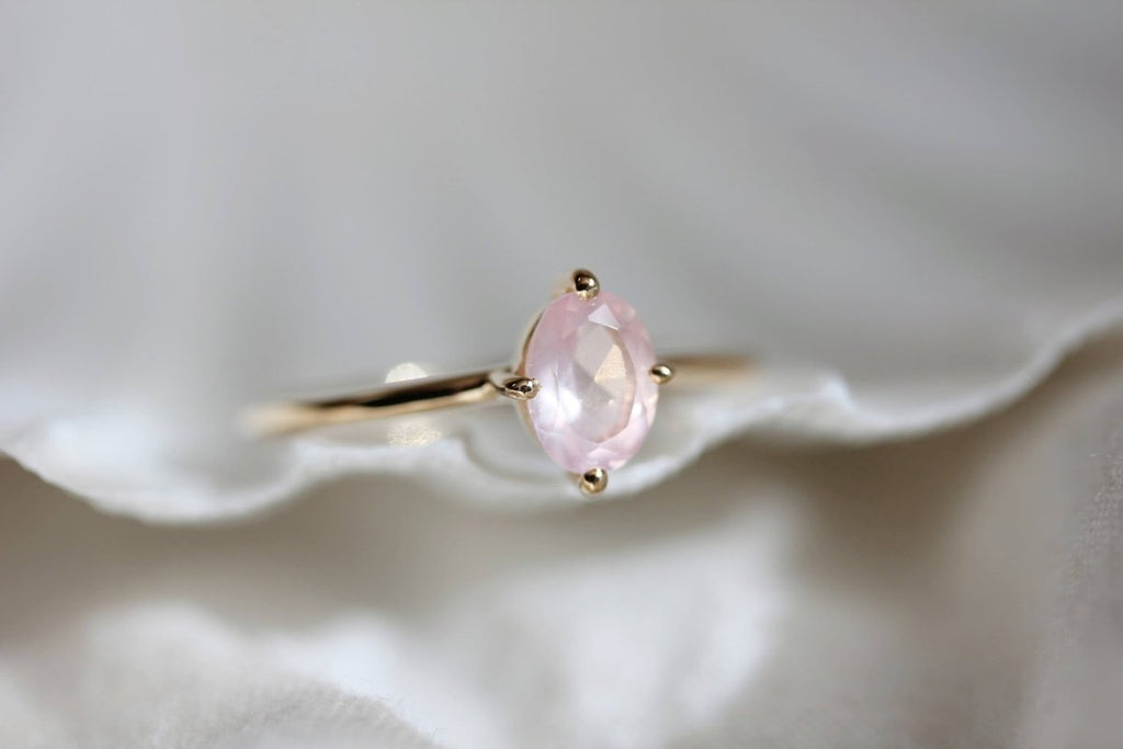 Little Gold Ava Ring (Rose Quartz) - Victoire BoutiqueLittle GoldRings Ottawa Boutique Shopping Clothing