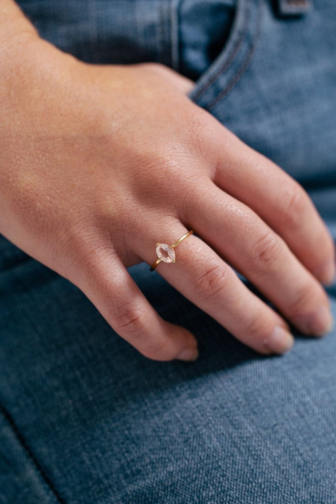 Little Gold Ava Ring (Rose Quartz) - Victoire BoutiqueLittle GoldRings Ottawa Boutique Shopping Clothing