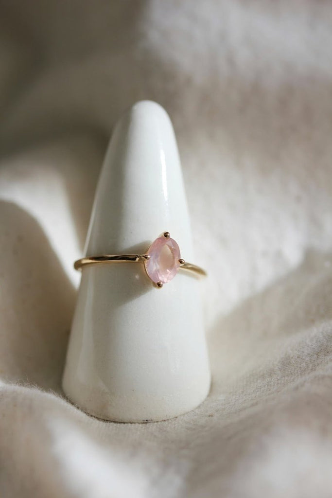 Little Gold Ava Ring (Rose Quartz) - Victoire BoutiqueLittle GoldRings Ottawa Boutique Shopping Clothing