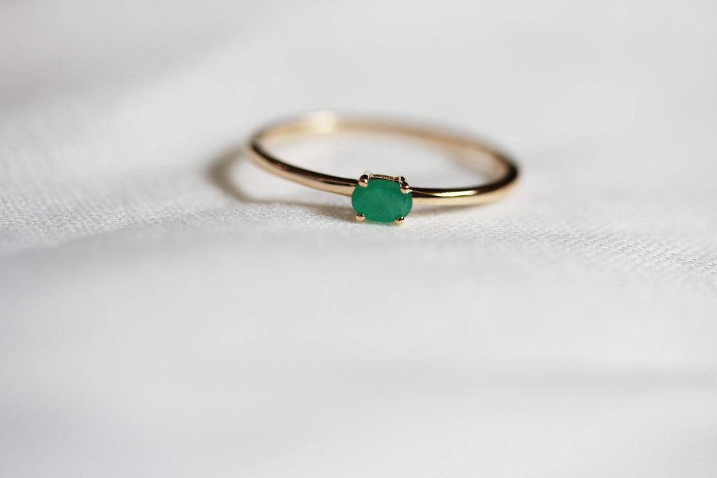 Little Gold Mini Gem Stacking Ring (Emerald) - Victoire BoutiqueLittle GoldRings Ottawa Boutique Shopping Clothing