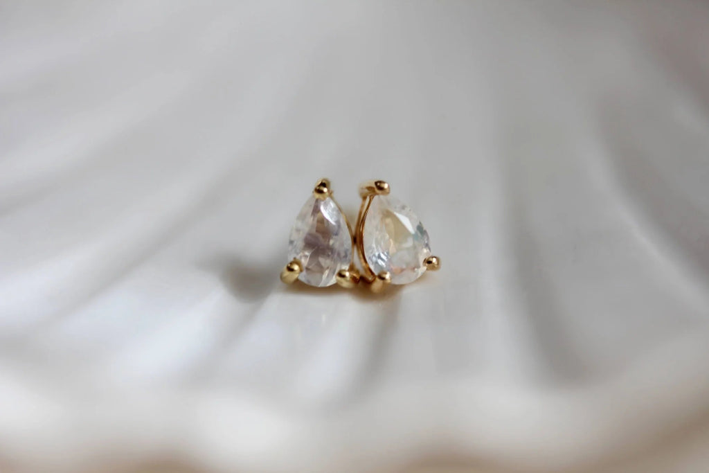 Little Gold Moonstone Pear Studs - Victoire BoutiqueLittle GoldEarrings Ottawa Boutique Shopping Clothing