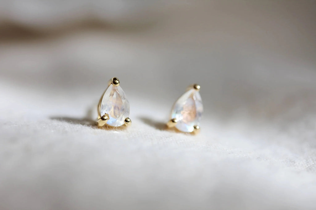 Little Gold Moonstone Pear Studs - Victoire BoutiqueLittle GoldEarrings Ottawa Boutique Shopping Clothing