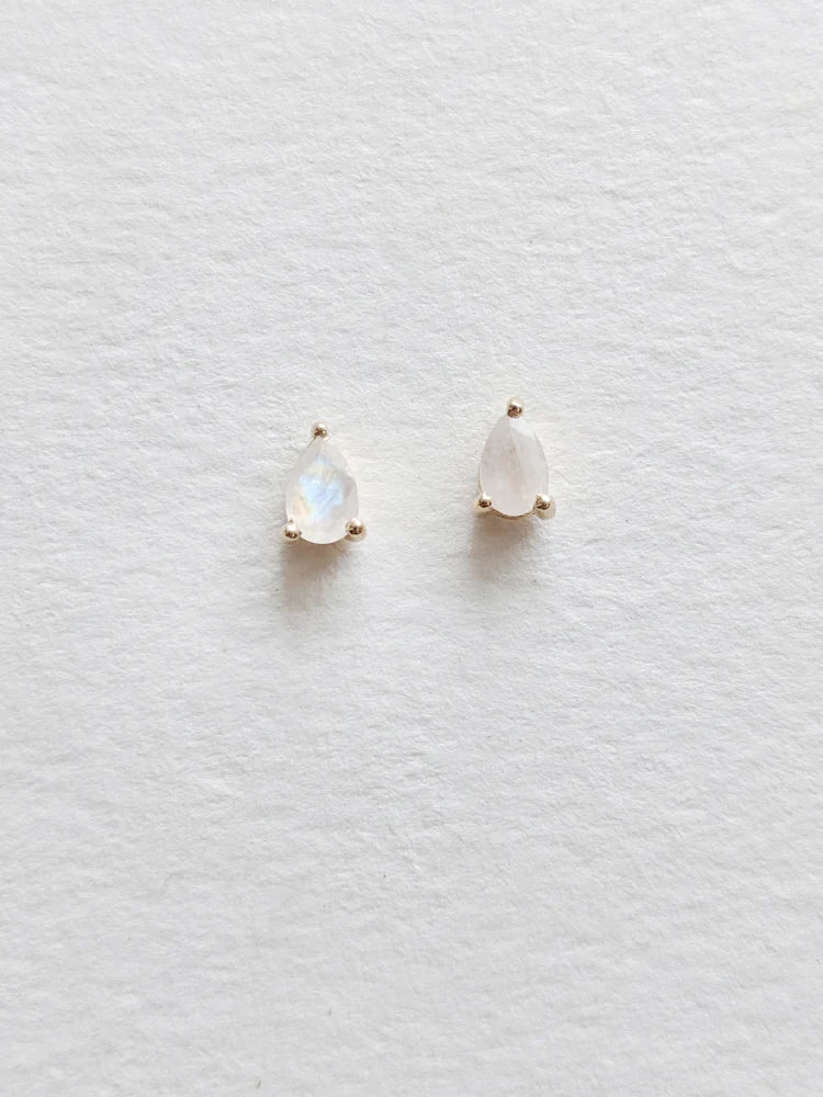 Little Gold Moonstone Pear Studs - Victoire BoutiqueLittle GoldEarrings Ottawa Boutique Shopping Clothing