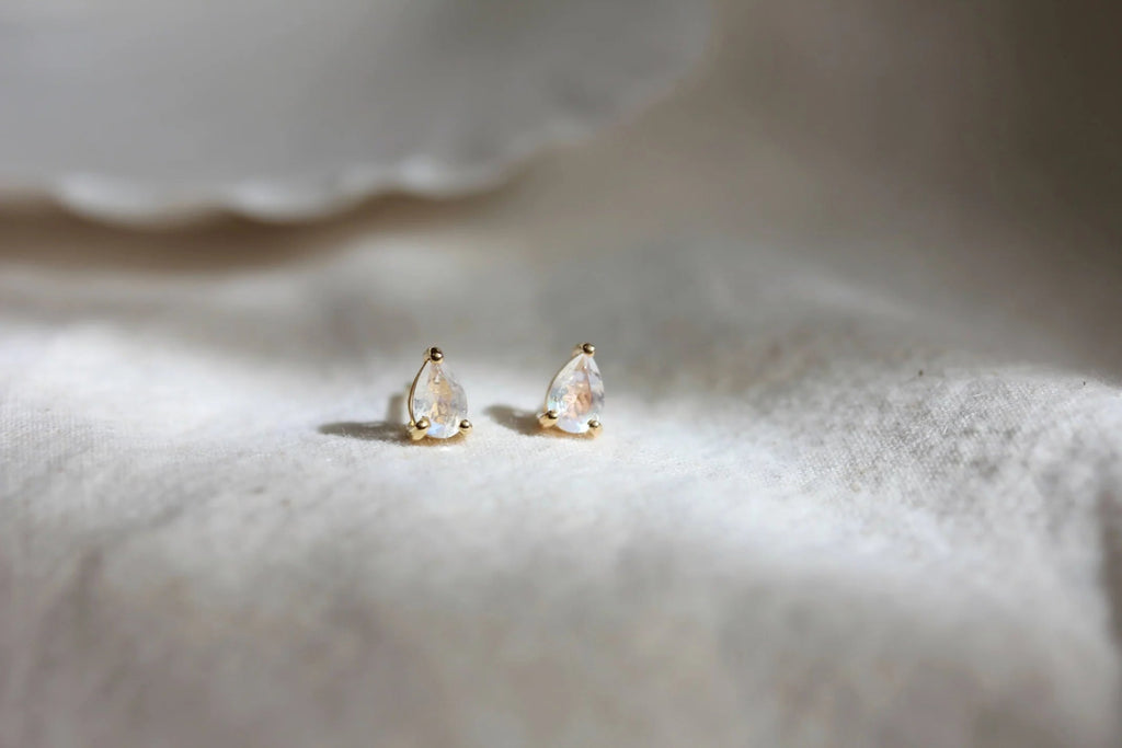 Little Gold Moonstone Pear Studs - Victoire BoutiqueLittle GoldEarrings Ottawa Boutique Shopping Clothing