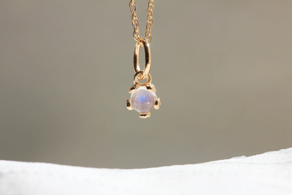 Little Gold Tiny Moonstone Flower Necklace - Victoire BoutiqueLittle GoldNecklaces Ottawa Boutique Shopping Clothing