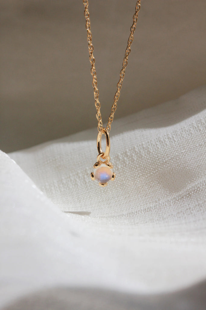 Little Gold Tiny Moonstone Flower Necklace - Victoire BoutiqueLittle GoldNecklaces Ottawa Boutique Shopping Clothing