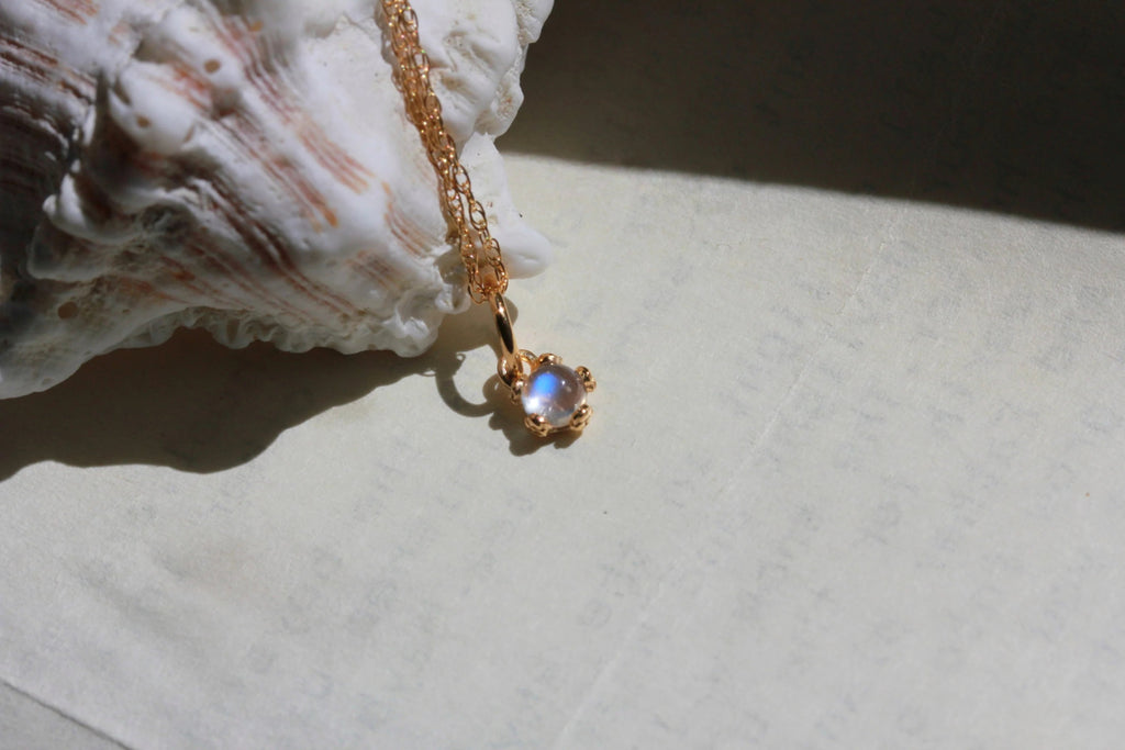 Little Gold Tiny Moonstone Flower Necklace - Victoire BoutiqueLittle GoldNecklaces Ottawa Boutique Shopping Clothing