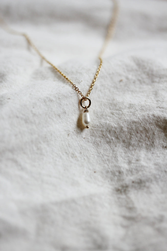 Little Gold Tiny Pearl Teardrop Necklace - Victoire BoutiqueLittle GoldNecklaces Ottawa Boutique Shopping Clothing