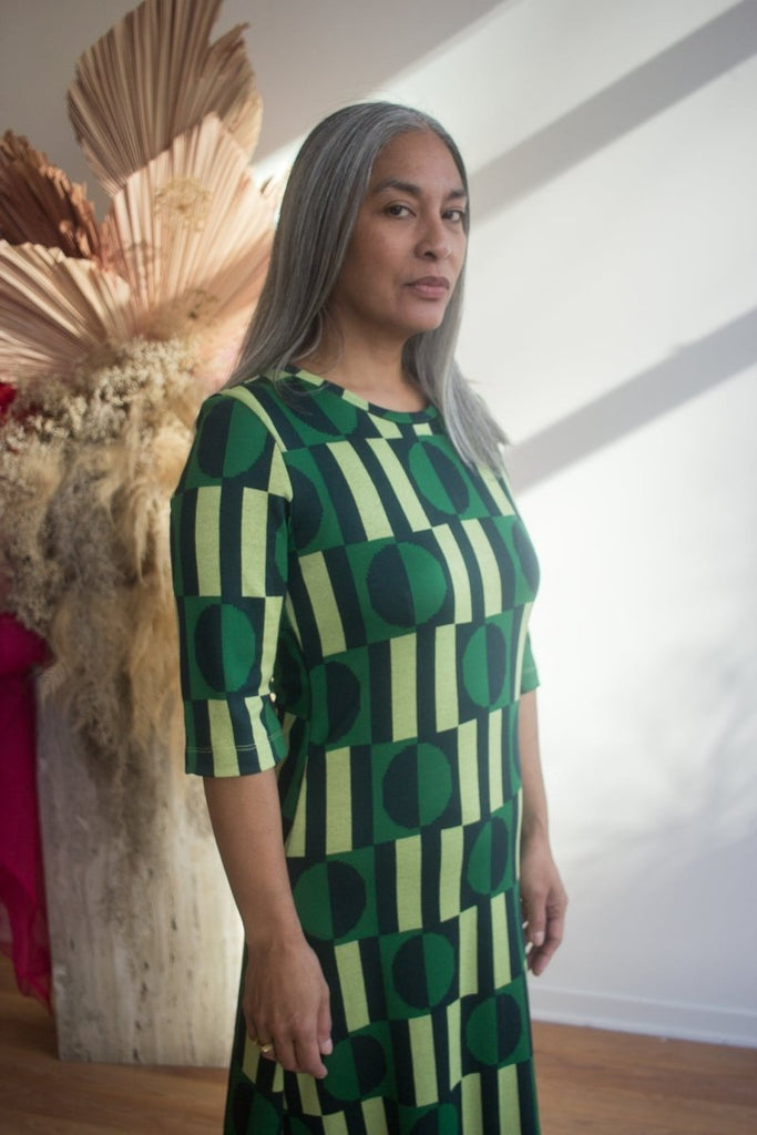 Marigold Barbara Dress (Geo Green) - Victoire BoutiqueMarigoldDresses Ottawa Boutique Shopping Clothing