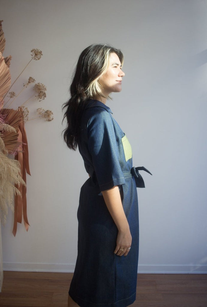 Marigold Blake Dress (Blue/Green Denim) - Victoire BoutiqueMarigoldDresses Ottawa Boutique Shopping Clothing