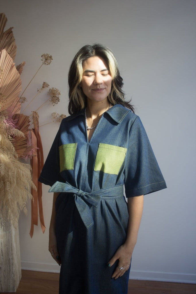 Marigold Blake Dress (Blue/Green Denim) - Victoire BoutiqueMarigoldDresses Ottawa Boutique Shopping Clothing