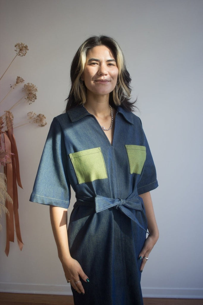 Marigold Blake Dress (Blue/Green Denim) - Victoire BoutiqueMarigoldDresses Ottawa Boutique Shopping Clothing