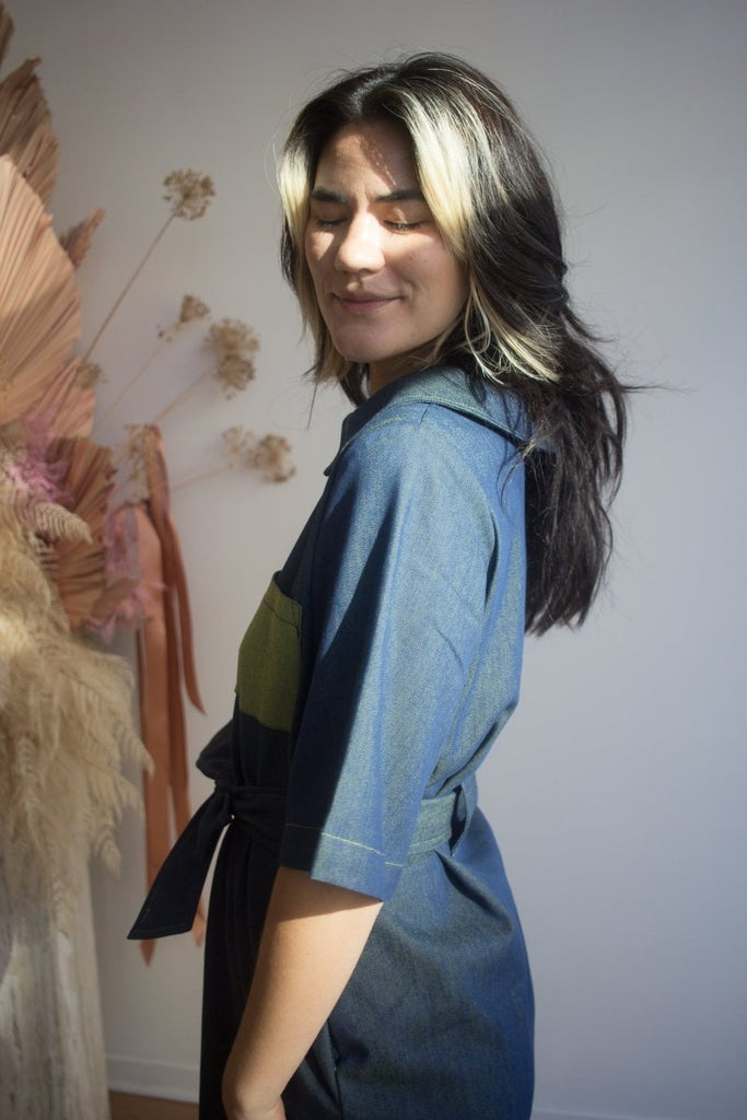 Marigold Blake Dress (Blue/Green Denim) - Victoire BoutiqueMarigoldDresses Ottawa Boutique Shopping Clothing