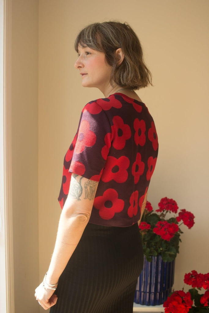 Marigold Joe Top (Burgundy & Red Flowers) - Victoire BoutiqueMarigoldTops Ottawa Boutique Shopping Clothing