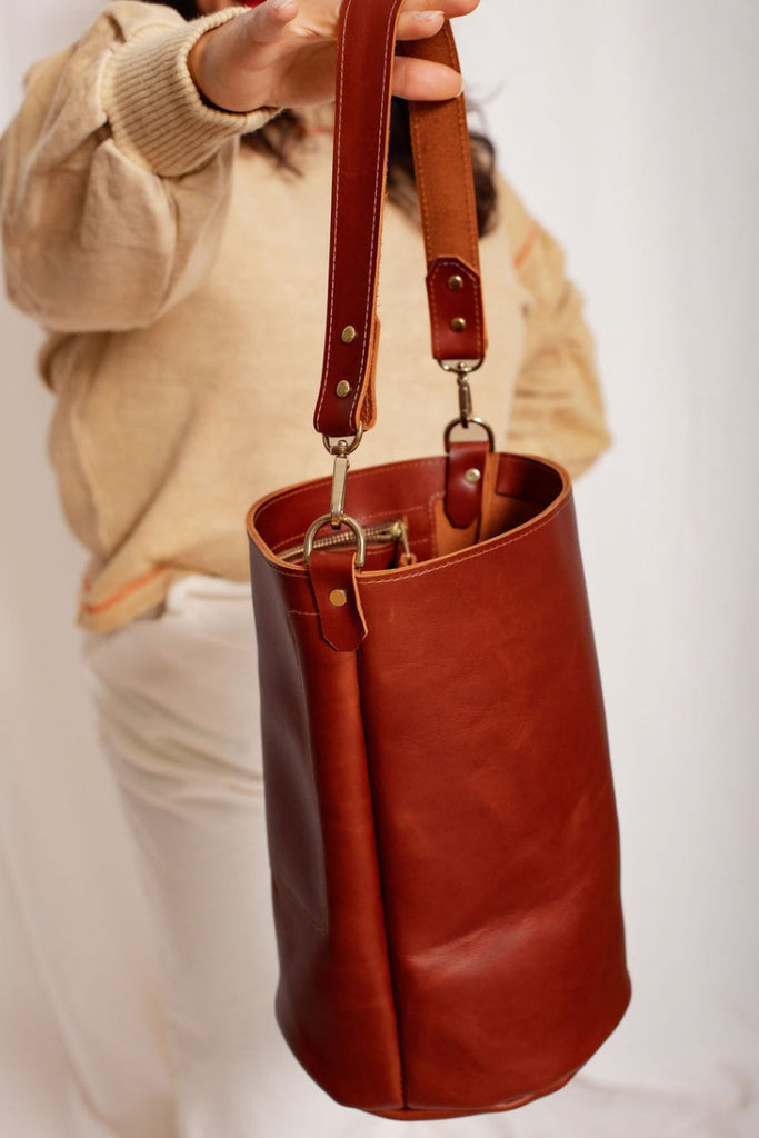 Market Canvas Frances Bucket Bag (Chestnut) Victoire Boutique