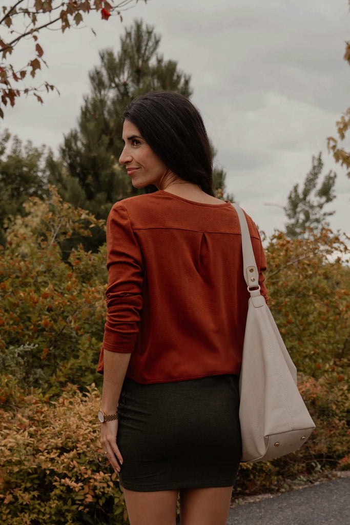 Meemoza Angular Cardigan (Brown Rust) - Victoire BoutiqueMeemozaTops Ottawa Boutique Shopping Clothing