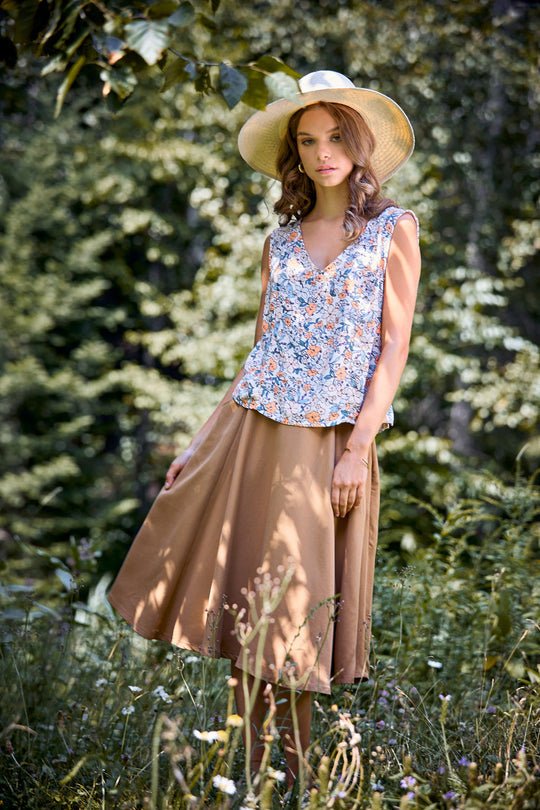 Meemoza Brigitte Midi Skirt (Caramel) - Victoire BoutiqueMeemozabottoms Ottawa Boutique Shopping Clothing